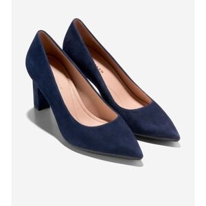 Cole Haan Grand Ambition Pump Navy Blue Suede Women US 5 NEW with box 3"heels